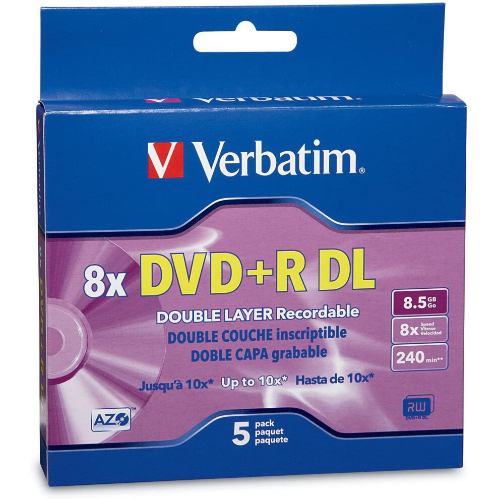 Dvd+R Dl 8.5Gb 8X Azo Branded Surface 5Pk Silver 917087623728