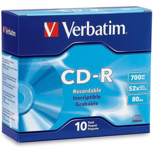 CD-R blank discs 700MB 80 minutes 52X 10 pack