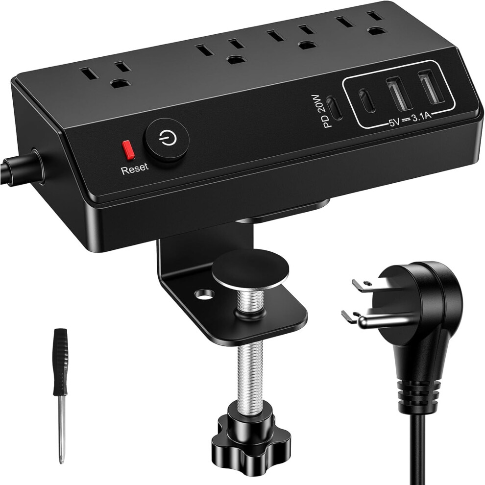 Desk Clamp Power Strip With 4 Outlets And 4 Usb Ports 917087624527