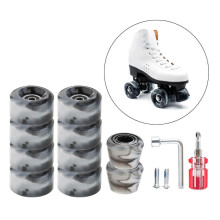 (Black White) 8 Pieces 82A Roller Skate Wheels 32 x 58mm, Skate Wheels with Bearings Installed