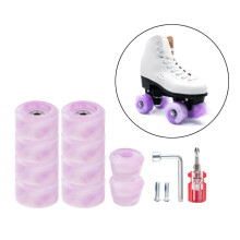(Purple White) 8 Pieces 82A Roller Skate Wheels 32 x 58mm, Skate Wheels with Bearings Installed