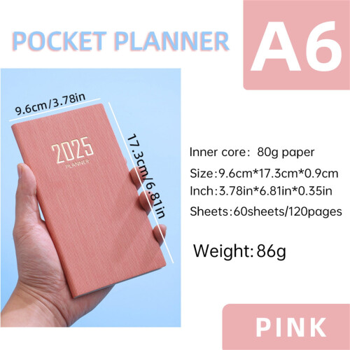 A6 Mini Notebook Organizer Planner,Planner Notebook Travel Diary,Easy to Write,Lasting,3.78 x 6.81 in,Hardcover,Composition Notebook 1