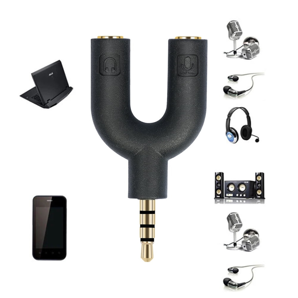 3.5Mm Headphone Splitter Adapter With Mic 2 Pcs 917087626569