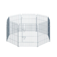 Parque para animais de estimação prateado para exterior com oito painéis, 63 cm