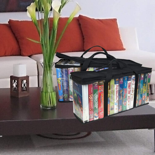 VHS storage bag with handles, holds 30 tapes 1