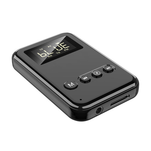 Bluetooth 5.0 audio adapter with LED screen and 300mA 2