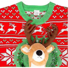 (Large, Reindeer) Unisex Knitted Ugly Christmas Sweater Novelty 3d Cute Doll Pullover Sweaters Funny Parties Holiday Jumper Top