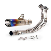 (E) compatible with Yamaha Mt-07 Xsr700 Fz07 Fj07 Complete Exhaust System Header Mid Link Pipe Slip On 51mm Muffler Escape Removable Db Killer