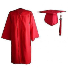(XXXXL, Red) Adult Zip Closure University Academic Graduation Gown Robe Mortarboard Cap