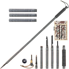 (6 Tubes) Survival Hiking Stick Multifunctional Hiking Pole Outdoor Hiking Light 5/6/7/8 Tubes Telescopic Folding Tactical Hiking Stick Trekking Poles