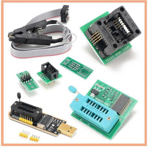 Sada USB programátora CH341A pre EEPROM Flash BIOS série 24/25 s testovacou svorkou SOIC8/SOP8 a adaptérom SPI 0,8 V 1
