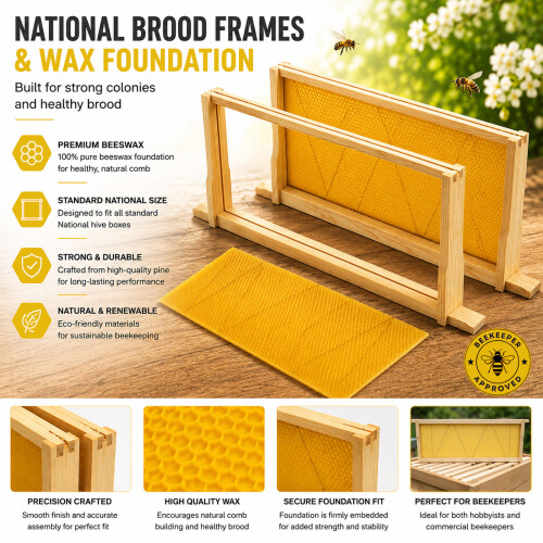 DN4 National Brood Frames with Wax Foundation