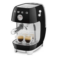 Smeg 50's Style Electric Coffee Grinder and 50’s Style Espresso Coffee Machine with Cold Brew Function, Black, CGF03BLUK / ECF03BLUK, EEJB424