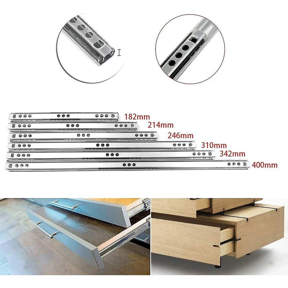 (246Mm) Drawer Rail,W17mm 1Pair Metal Drawer Rail Runners Ball Bearing Drawer Rail Rail 3290431982625