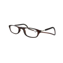 (4.0 strength, Brown) 1.0~ 4.0 Hanging Magnetic Reading Eye Glasses Front Snap Click Connect Neck