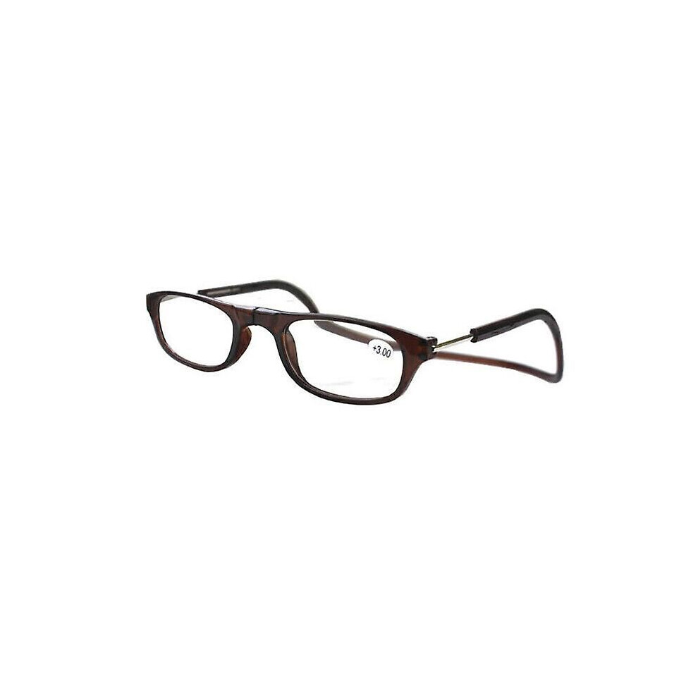 (1.50 strength, Brown) 1.0~ 4.0 Hanging Magnetic Reading Eye Glasses Front Snap Click Connect Neck