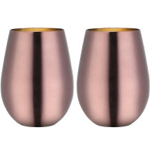 (Rose gold) 2 Pcs Wine Tumbler Stainless Steel Stemless Wine Glass compatible with Travel