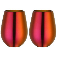 (Gold) 2 Pcs Wine Tumbler Stainless Steel Stemless Wine Glass compatible with Travel