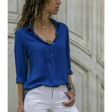 (XXXL, Black) Women Tops Blouses Spring Elegant Long Sleeve Solid V-neck Chiffon Blouse Female Work Wear Shirts Blouse Oversized