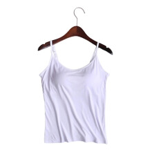(4XL, White) Women's Camisole Tops With Built-In Bra, Slim Fit Tank Tops