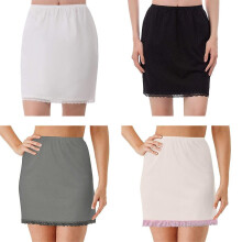 (White) Women's Elastic Waist Half Petticoat Skirt - Underskirt - Crinoline