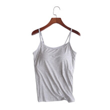 (M, Gray) Women's Camisole Tops With Built-In Bra, Slim Fit Tank Tops