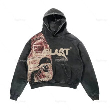 (S, 1) Coats Streetwear Gothic Casual Alphabet Blast Print Pattern Men Clothing Skull Fashion Hoodie Men Harajuku Retro Y2k Hoodie