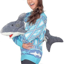 (Small, Shark) Unisex Knitted Ugly Christmas Sweater Novelty 3d Cute Doll Pullover Sweaters Funny Parties Holiday Jumper Top