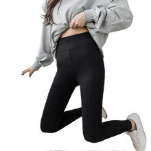 (L, Black) Super Thick Cashmere Wool Leggings Women High Elasticity High Waist Tights Leggings