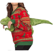 (Large, Dinosaur) Unisex Knitted Ugly Christmas Sweater Novelty 3d Cute Doll Pullover Sweaters Funny Parties Holiday Jumper Top
