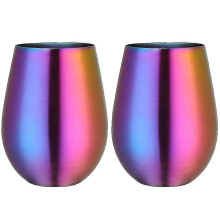 (Symphony) 2 Pcs Wine Tumbler Stainless Steel Stemless Wine Glass compatible with Travel