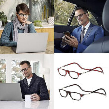 (glasses power 200, Tawny) Flexible Magnetic Reading Glasses Hanging Neck Foldable Adjustable Clear Reading Glasses