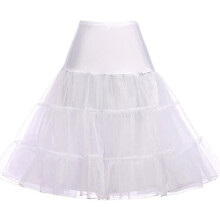 (M, White) 50s Petticoat Skirt Rockabilly Dress Crinoline Tutu Underskirts compatible with Women