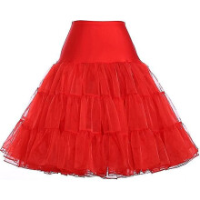 (L, Red) 50s Petticoat Skirt Rockabilly Dress Crinoline Tutu Underskirts compatible with Women