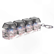 (Black transparent tr) LED 4-Key Keycap Tester: Anxiety Relief & Sensory Stimulation with Durable Design