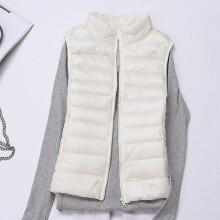 (S, White) Women's Quilted Vest Puffer Jacket - Lightweight Body Warmer compatible with Winter