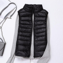 (S, Black) Women's Quilted Vest Puffer Jacket - Lightweight Body Warmer compatible with Winter