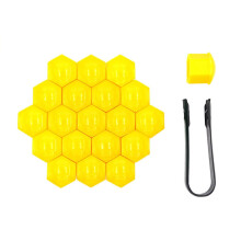 (21mm, Yellow) 20pcs Wheel Nut Covers, High Toughness, Protective Plastic Caps compatible with Cars