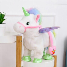 (Blue) Electric Walking Unicorn Toy, Dancing/Singing/Shaking, Plush compatible with Kids