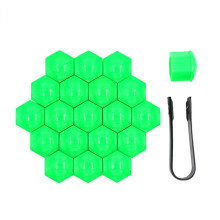 (19mm, Green) 20pcs Wheel Nut Covers, High Toughness, Protective Plastic Caps compatible with Cars