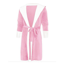 (2XL, Pink) Women Sherpa Fleece Bathrobe Soft Dressing Gown Hooded Fluffy Towling Bath Robe