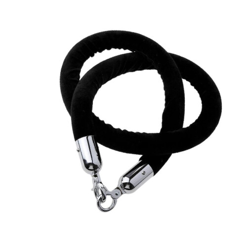 (Black) 1.5m Velvet Rope Crowd Control Stanchion Post Queue Line Barrier 2