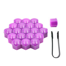(19mm, Purple) 20pcs Wheel Nut Covers, High Toughness, Protective Plastic Caps compatible with Cars