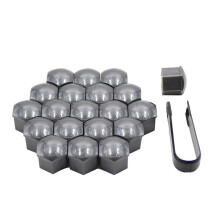 (19mm, Grey) 20pcs Wheel Nut Covers, High Toughness, Protective Plastic Caps compatible with Cars