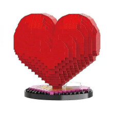 (Heart shaped) Love Red Rose Heart Building Blocks Toy compatible with Romantic Present