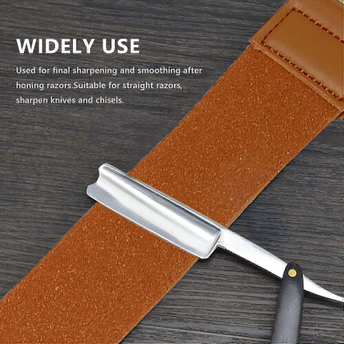 Straight strop for knife sharpener with durable double leather 2