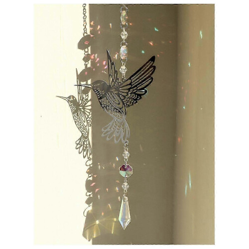 Hanging suncatcher for windows - silver crystal rainbow maker decor 1