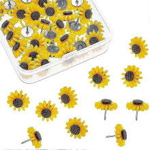 Sunflower tacks for photos - 40pcs decorative push pins for maps