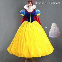 (XL, Adult Sets) Adult Cosplay Dress Snow White Girl Princess Dress Women Adult Cartoon Princess Snow White Halloween Party Costume