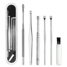 Oorreinigingsset met 6 onderdelen: oorwasverwijderaar en curette.
